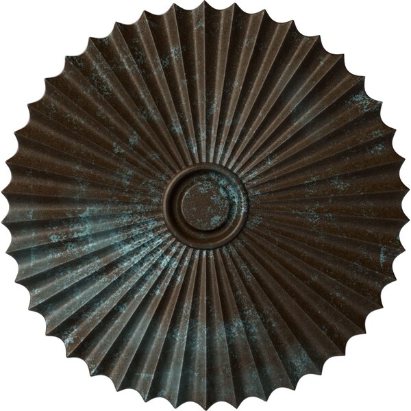 Ekena Millwork Shakuras Ceiling Medallion (For Canopies up to 5 3/4"), 33 7/8"OD x 2"P, Bronze Blue Patina CM34SHBBS - main